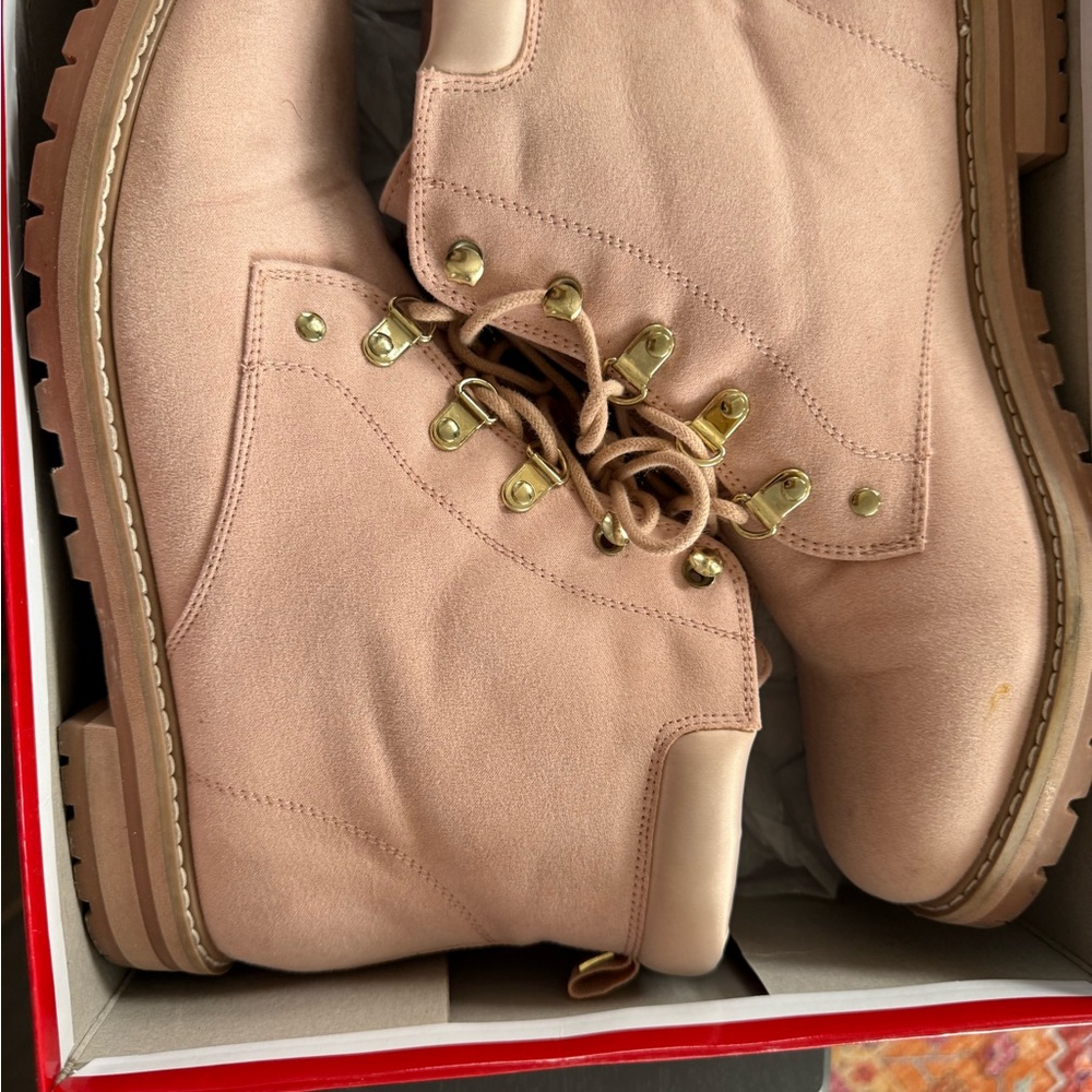 Women's Pink Guess Lace-Up Boots - Picture 3 of 9